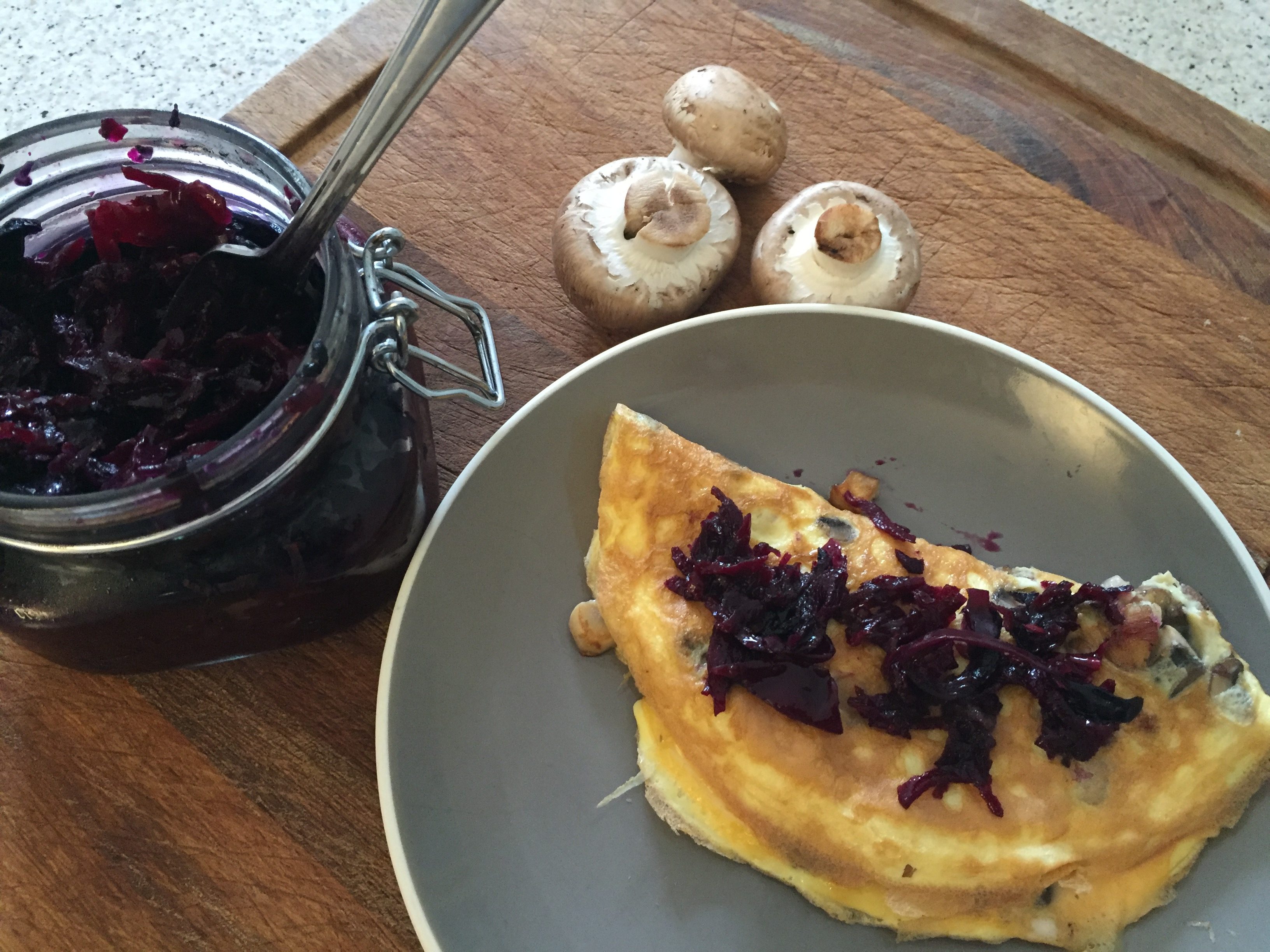 Mushroom Omelette with Purple Sauerkraut Clever Guts